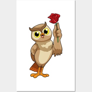 Owl with Rose Posters and Art